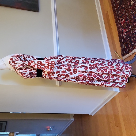 Beautiful boho maxi dress with 3/4 sleeve,  off shoulder, ruched top, full skirt - Picture 9 of 12